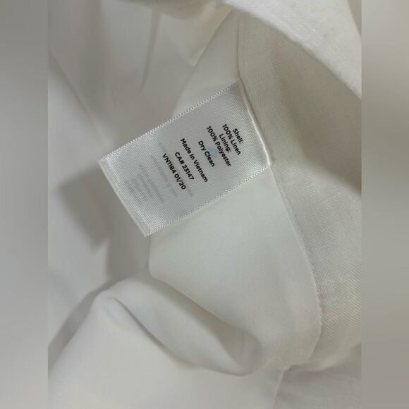 Talbots Classic White Linen Lined Coastal Beach Party Straight Leg Pants 16 - Picture 6 of 11